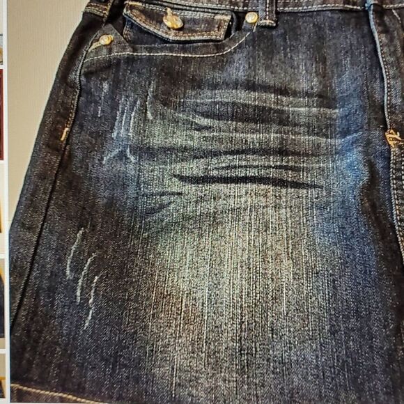 13 IZ PREMIUM DENIM whisker wash BLUE JEAN MINI SKIRT JUNIOR - Picture 2 of 8